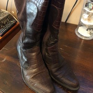 Brown western boots.